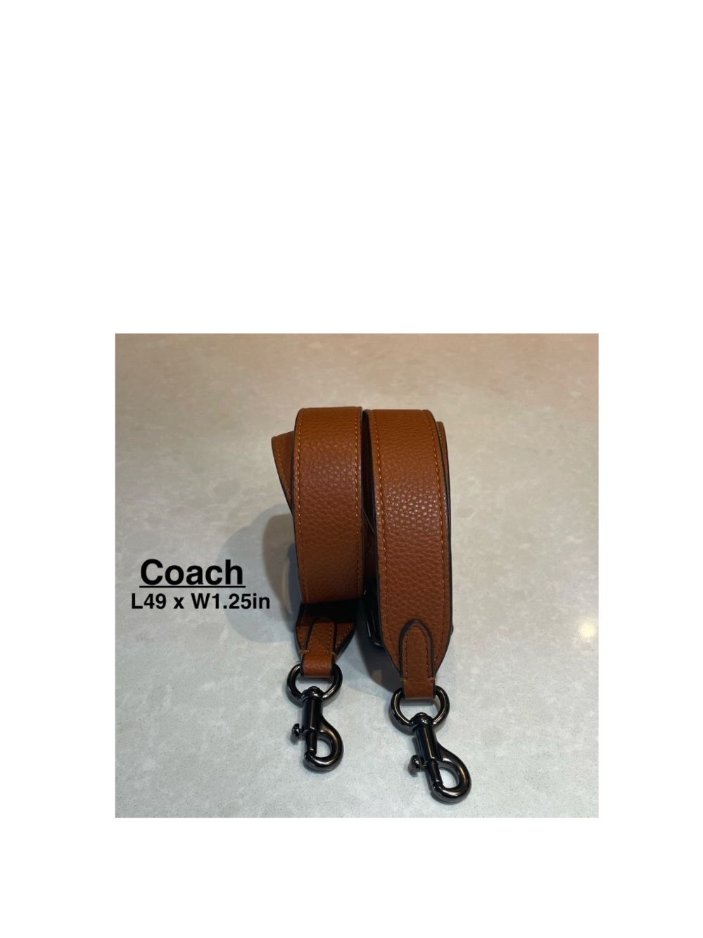 Coach wide adjustable pebbles leather purse replacement strap caramel L49in⭐️⭐️